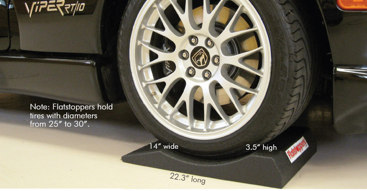 Black Dodge Viper on Flat Stopper Long term storage Ramp